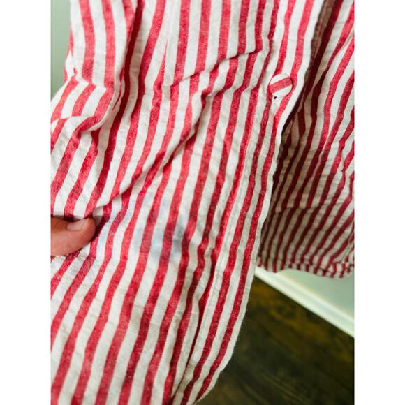JASON WU Red White Stripe Shirtdress Tie Front Waist Cutouts Dress size 0 - Picture 7 of 15